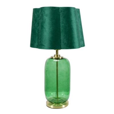 Picture Idea: Valuelights Leigh Green Velvet Scallop Shade With Forest Green Glass