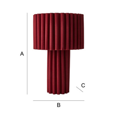 ValueLights Lenny Burgundy Wine Drum Lamp Shade Ribbed Full Fabric Table Lamp with LED Bulb