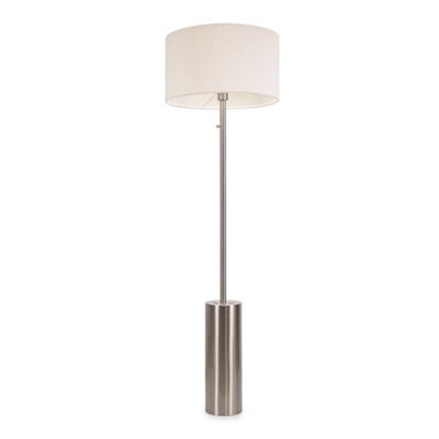 ValueLights Lexy Brushed Chrome Rotary Dimmer Switch Floor Lamp with Cream Boucle Shade - LED Bulb Included