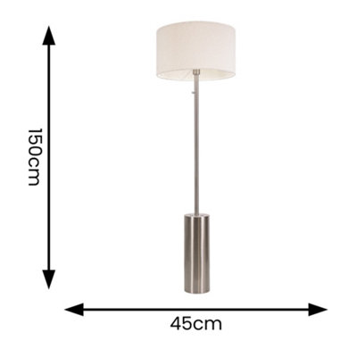 ValueLights Lexy Brushed Chrome Rotary Dimmer Switch Floor Lamp with Cream Boucle Shade - LED Bulb Included