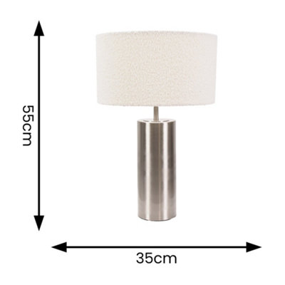 ValueLights Lexy Brushed Chrome Touch Table Lamp with Cream Boucle Shade - LED Bulb Included