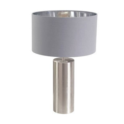 ValueLights Lexy Brushed Chrome Touch Table Lamp with Grey/Chrome Shade - LED Bulb Included