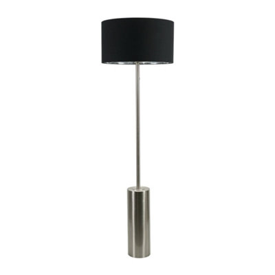 ValueLights Lexy Chrome Dimmable Floor Lamp with Black with Chrome Inner Lamp Shade and LED Bulb