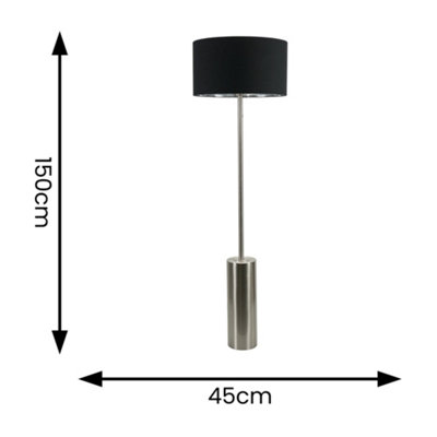 ValueLights Lexy Chrome Dimmable Floor Lamp with Black with Chrome Inner Lamp Shade and LED Bulb