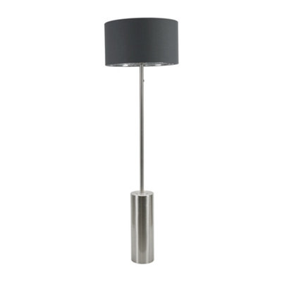 ValueLights Lexy Chrome Dimmable Floor Lamp with Charcoal with Chrome Inner Lamp Shade and LED Bulb