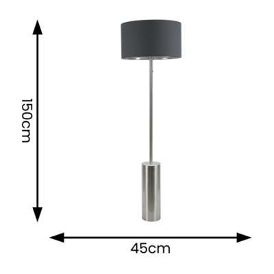ValueLights Lexy Chrome Dimmable Floor Lamp with Charcoal with Chrome Inner Lamp Shade and LED Bulb