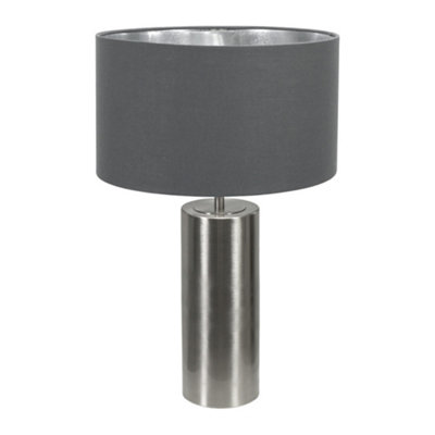 ValueLights Lexy Chrome Touch Table Lamp with Charcoal with Chrome Inner Lamp Shade and LED Bulb