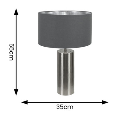 ValueLights Lexy Chrome Touch Table Lamp with Charcoal with Chrome Inner Lamp Shade and LED Bulb