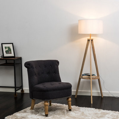 White wooden store floor lamp base