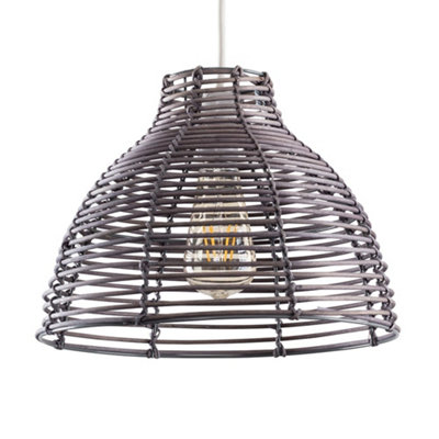 ValueLights Lobster Wicker Rattan Grey Ceiling Pendant Light Shade