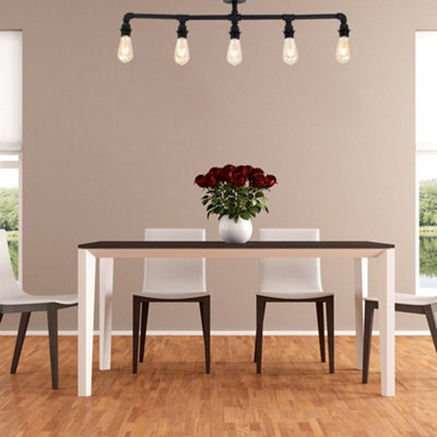 ValueLights Luiggi Industrial Style 5 Way Satin Black Pipework Bar Ceiling Light
