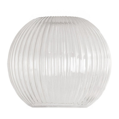 ValueLights Maddison Clear Ribbed Glass Globe Easy Fit Pendant Lamp Shade