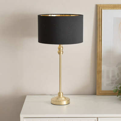 ValueLights Maggie Gold Candlestick Table Lamp with Black with Gold ...
