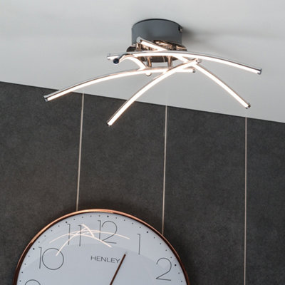 ValueLights Marais Chrome 20W Integrated LED 5 Way Cross Over Design Flush Ceiling Light Warm White
