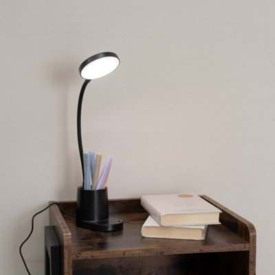 ValueLights Marco Black Rechargeable Goose Neck Dimmable Desk Lamp with ...