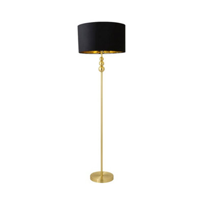 ValueLights Marissa Gold Stacked Ball Floor Lamp with Black Velvet ...