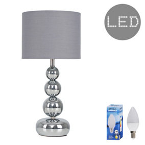 ValueLights Marrissa Chrome Table Lamp - Includes E14 Bulb in Warm White