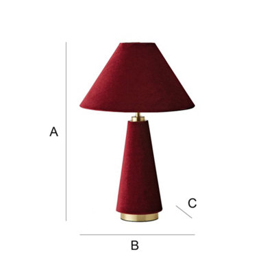 ValueLights Martha Conical Burgundy Velvet Table Lamp and Bulb