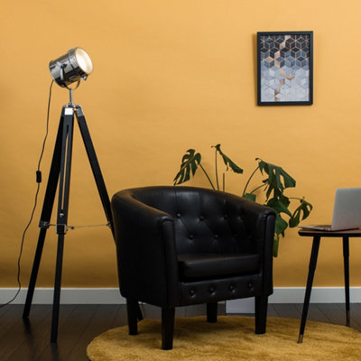 ValueLights Matt Black And Chrome Industrial Studio Style Adjustable Spotlight Tripod Floor Lamp