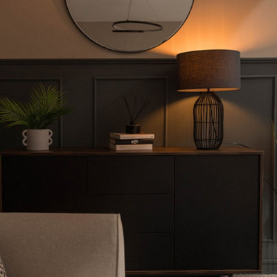 ValueLights Matt Black Table Lamp | DIY at B&Q
