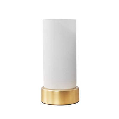 ValueLights Matt Gold Modern Cylinder Touch Table Lamp With Frosted ...