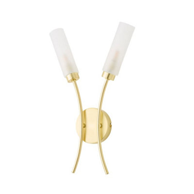 ValueLights Maya 2 Way Curved Brushed Gold Wall Light Fitting for ...