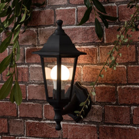 ValueLights Mayfair Traditional Style Black Outdoor Security IP44 Rated Wall Light Lantern with LED Bulb