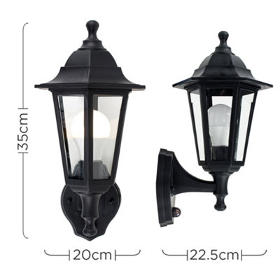 ValueLights Mayfair Traditional Style Black Outdoor Security PIR Motion ...