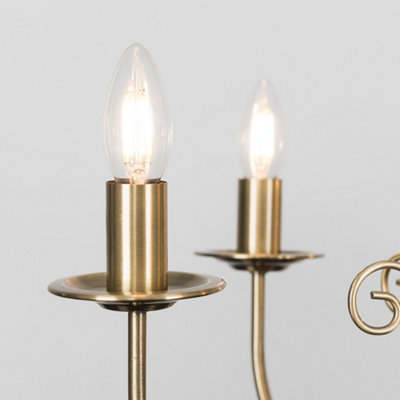 ValueLights Memphis Style Antique Brass Barley Twist 5 Way Ceiling Light Chandelier with 5 x 4w SES E14 LED Warm White Bulb