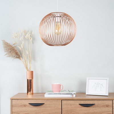 ValueLights Metal Basket Style Globe Ceiling Pendant Light Shade In Copper Effect Finish