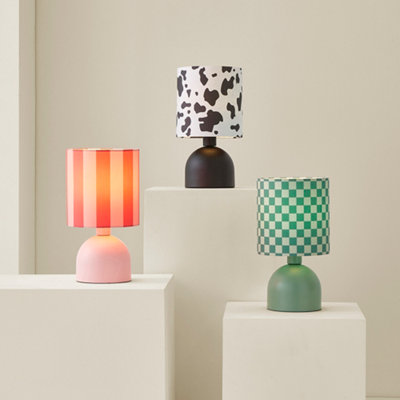 ValueLights Miley Cow Print Drum Lamp Shade Matte Black Table Lamp with LED Bulb
