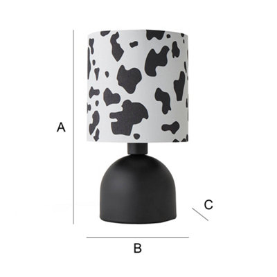 ValueLights Miley Cow Print Drum Lamp Shade Matte Black Table Lamp with LED Bulb
