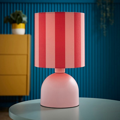 ValueLights Miley Pink Stripes Drum Lamp Shade Pale Pink Table Lamp