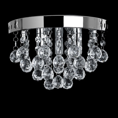 ValueLights Mitre Modern Polished Chrome and Clear Acrylic Droplet Flush Ceiling Light Fitting