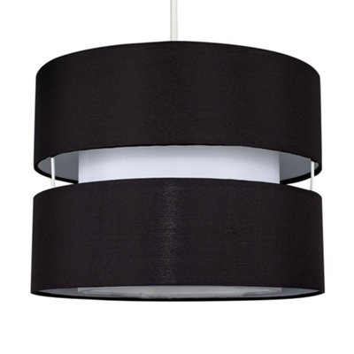 ValueLights Modern 2 Tier Black Cylinder Ceiling Pendant Light Shade