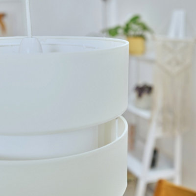 ValueLights Modern 2 Tier Cream Cylinder Ceiling Pendant Light Shade