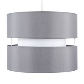 ValueLights Modern 2 Tier Grey Cylinder Ceiling Pendant Light Shade
