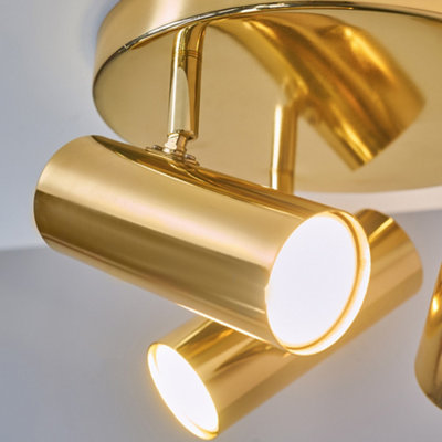 ValueLights Modern 3 Way Adjustable Gold Round Plate Ceiling Spotlight