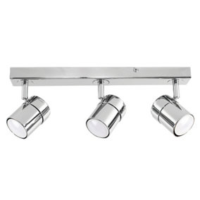 ValueLights Modern 3 Way Adjustable Heads Silver Chrome Straight Bar Ceiling Spotlight Fitting