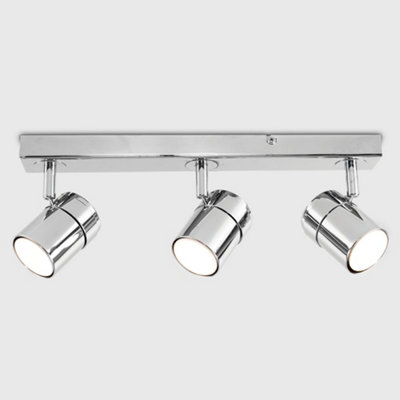 ValueLights Modern 3 Way Adjustable Heads Silver Chrome Straight Bar Ceiling Spotlight Fitting