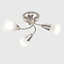 ValueLights Modern 3 Way Brushed Chrome Ceiling Light Fitting with Frosted Glass Shades - LED Golfball Bulbs 3000K Warm White