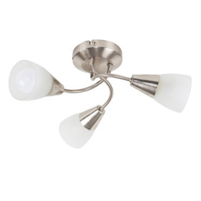 ValueLights Modern 3 Way Brushed Chrome Ceiling Light Fitting With Frosted Glass Shades