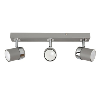 ValueLights Modern 3 Way Cement Effect Straight Bar Ceiling Spotlight