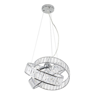 ValueLights Modern 3 Way Chrome And Clear Acrylic Jewel Ring Pendant Ceiling Light