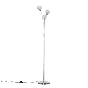 ValueLights Modern 3 Way Polished Chrome & Clear Acrylic Floor Lamp - Complete with 3w LED G9 Bulbs 3000K Warm White