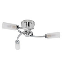 ValueLights Modern 3 Way Spiral Flush Chrome Ceiling Light Fitting with Clear and Frosted Glass Shades