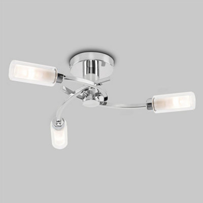 ValueLights Modern 3 Way Spiral Flush Chrome Ceiling Light Fitting With Glass Shades