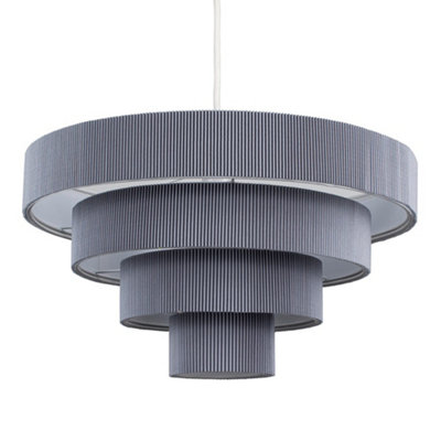 ValueLights Modern 4 Tier Dark Grey Fabric Ceiling Pendant Light Shade