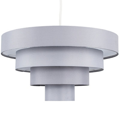 ValueLights Modern 4 Tier Grey Fabric Ceiling Pendant Light Shade