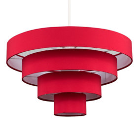 ValueLights Modern 4 Tier Red Fabric Ceiling Pendant Light Shade